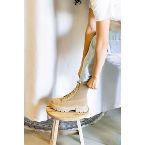 Cozzy Girl Journey Suede Combat Boots Tan Size 10